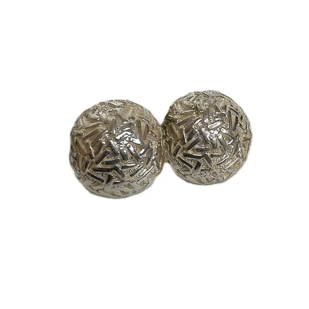 Vtg Jim Russell Silvertone Statement Button Earrings Geometric Brutalist Pierced